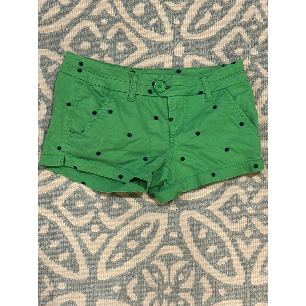 Freestyle Revolution Shorts Women's Green Navy Blue Polka Dots‎ Preppy Size 7